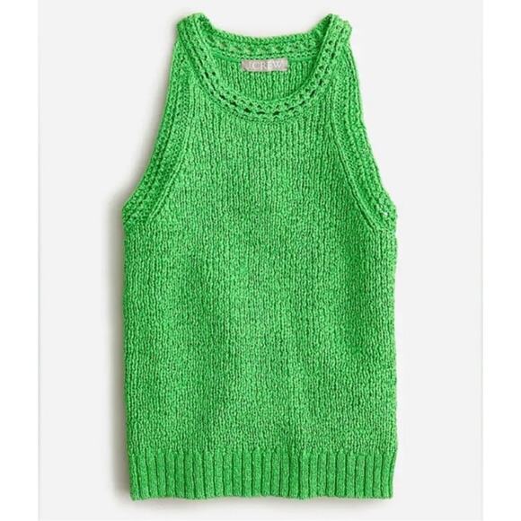 J.Crew High-Neck Kelly Green Textured Pointelle Sweater Tank Small - Picture 1 of 6